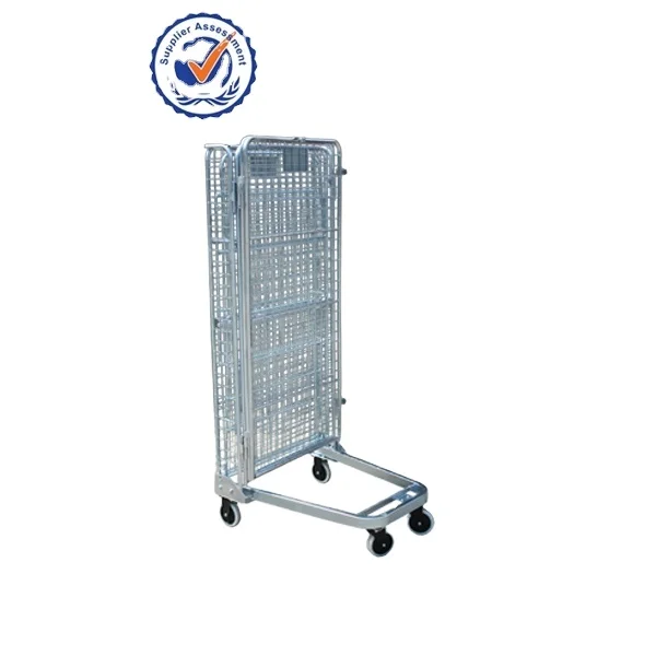 Warehouse cargo transport galvanized wire mesh roll container, roll cage trolley, rolling cage cart