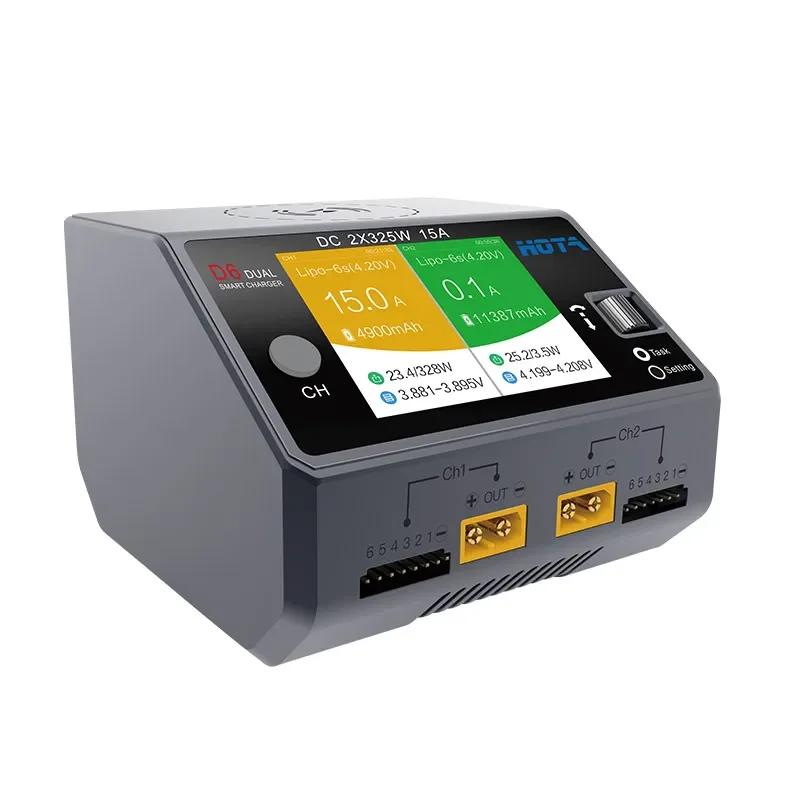 Двойное умное зарядное устройство HOTA D6 DC650W 15A для зарядки аккумулятора Lipo LiIon NiMH с беспроводной зарядкой iPhone Samsung