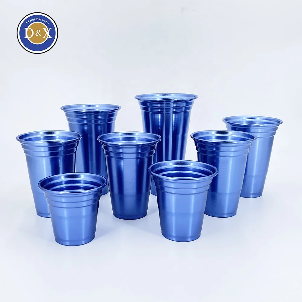 Custom Colored Party Cup Promotional Disposable Aluminum Drinking Cup Beer Metal Tumbler Reusable Aluminum Cup