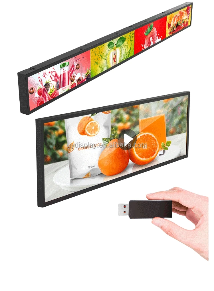 75 inch stretched bar lcd digital screen advertising display monitor