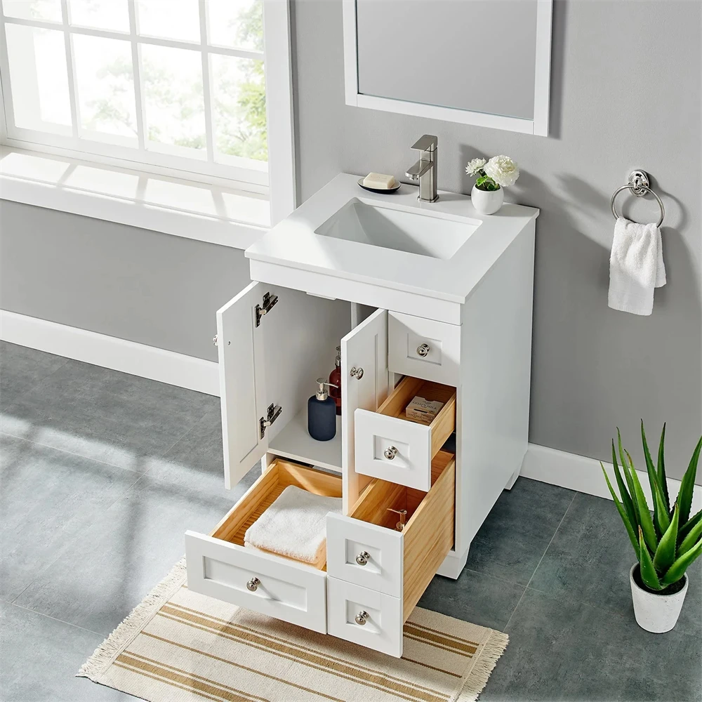 Fashionable Vanity Handmade Solid Wood High-End Environmental Paint Bathroom Cabinet