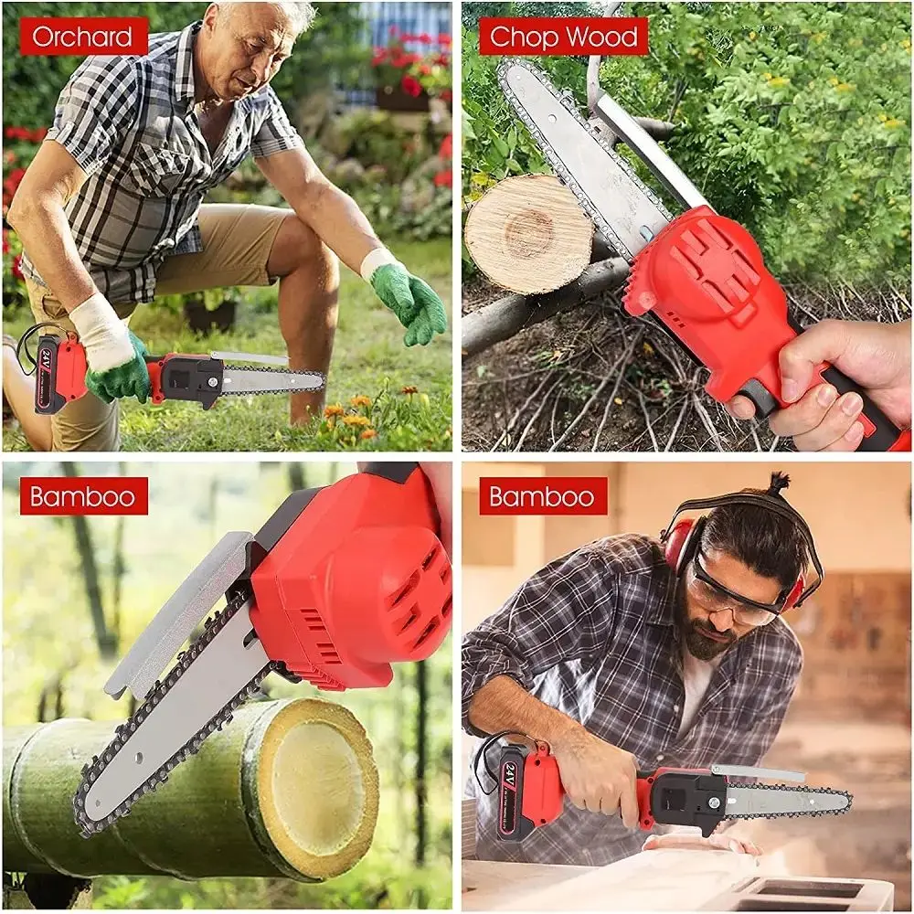 Portable Wood Cutting Machine Electric Chainsaw Cordless Mini Handheld 6 Inch Chainsaw