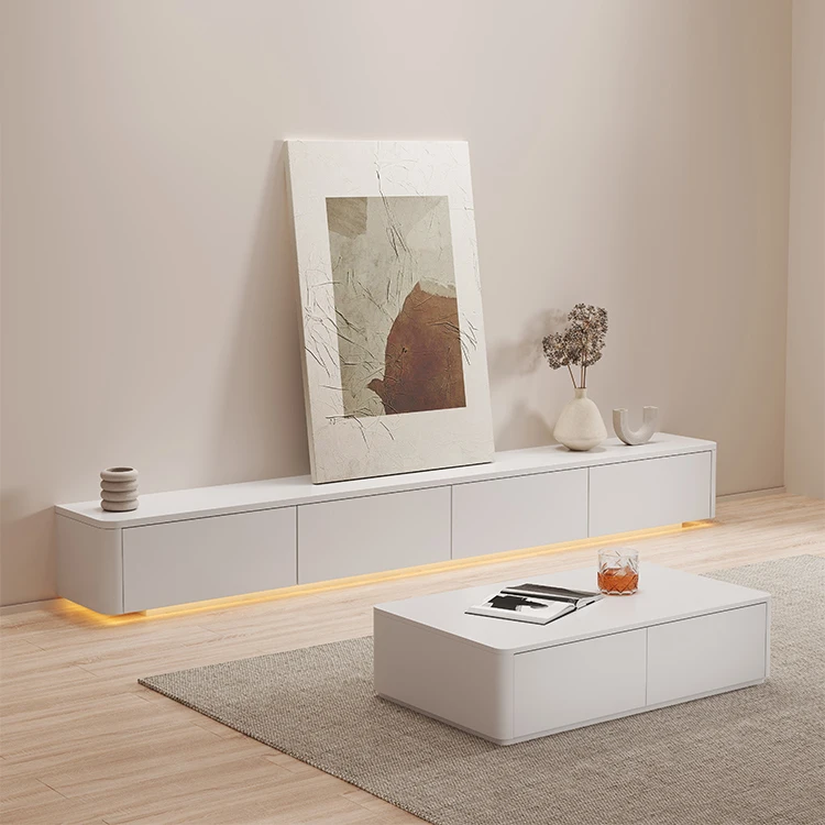 Italy Style Design Modern Living Room Furniture Wood White Glossy Cheap Corner High Gloss Led Console Tv Stand Unit Cabinet