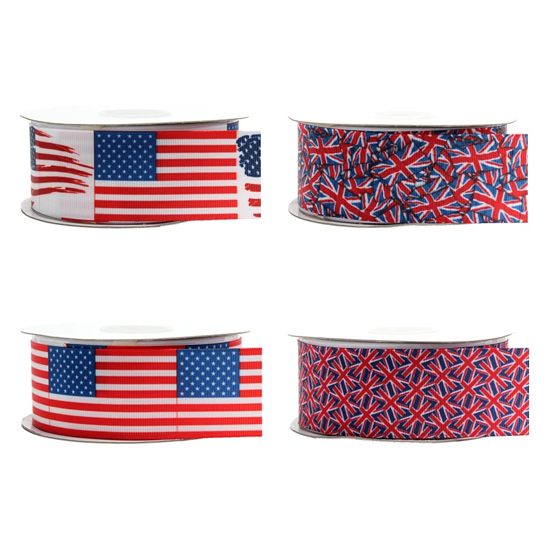 Country Flag Grosgrain Ribbon Printed for DIY 25mm 38mm 75mm 50yards Bows Craft Supplies Decoration Materials
