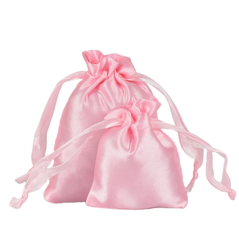 Персонализированные в наличии шелковистые атласные сумки со шнурком Мягкая атласная сумка для хранения свадебных украшений подарочная упаковка
