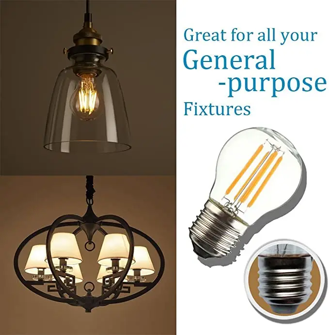 Eslas 4W G45 Dimmable Edison Style Antique LED Light Bulb E26 E27 Filament Bulb 40W Incandescent Equivalent 400LM