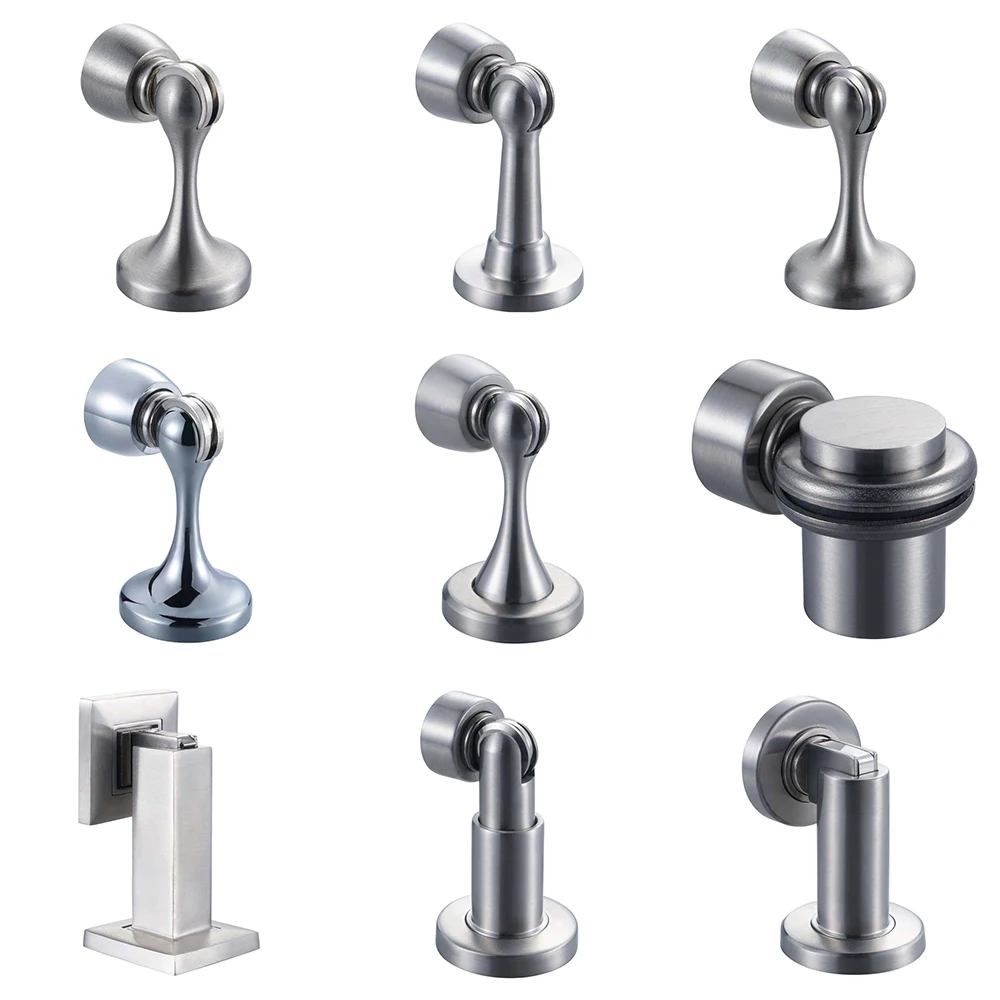 Home Office Magnetic Door Catch Stops Zinc Alloy Floor Suction Wooden Door Strong Magnet Door Stopper