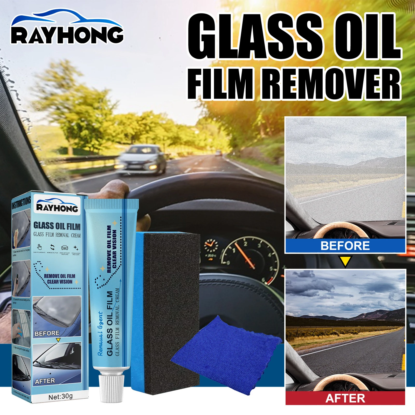 Rayhong Auto Car Glass Polishing Glass Oil Film Removing Paste Clean Polish Paste Bathroom Window Front Windshield Agent