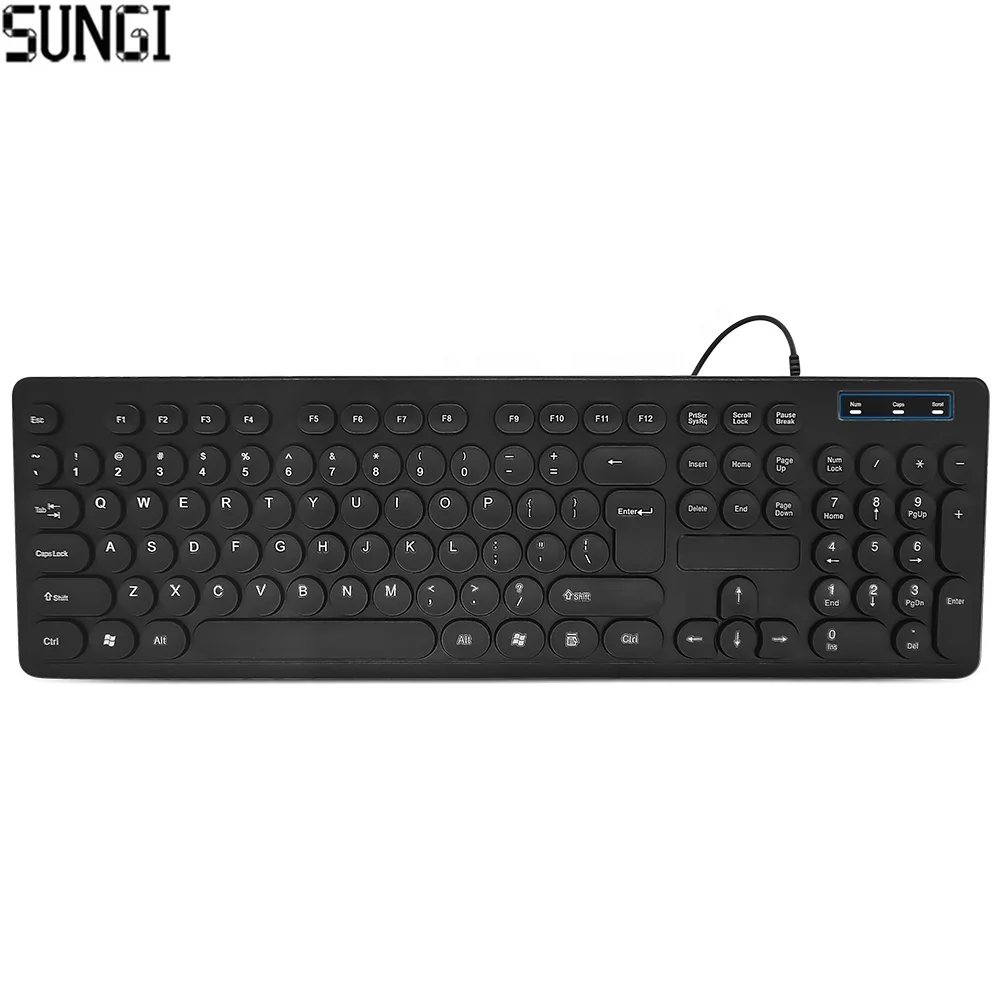 Cheapest Large Keyboard Wired USB Traditional USB Wired Keyboards Round Keys for Office with Numeric Keypad