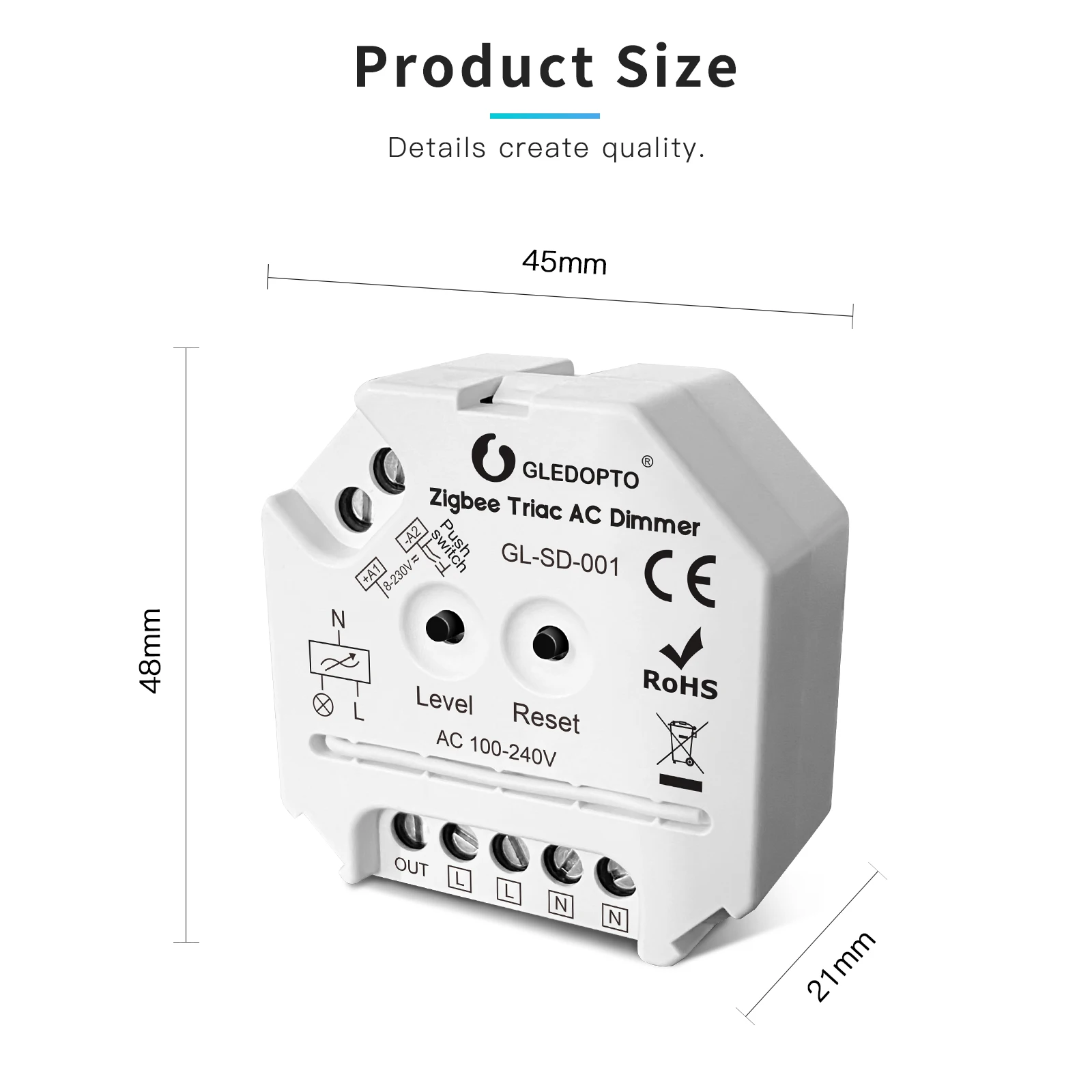 GL-SD-001 GLEDOPTO 2 4G AC100-240V реле ВКЛ-ВЫКЛ контроллер замена Zigbee Triac