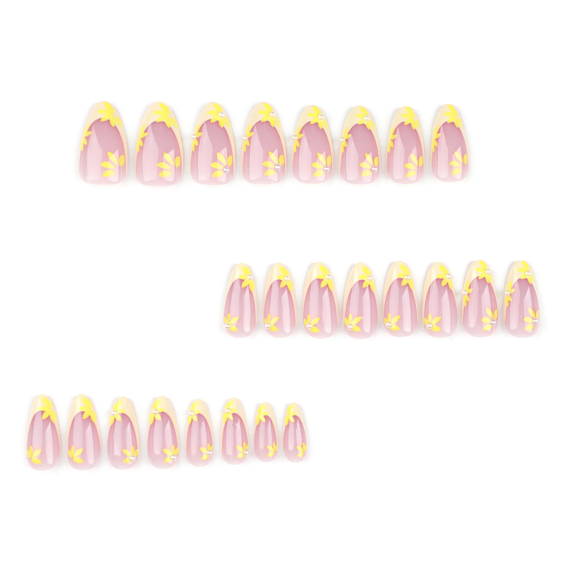Luxury Acrylic Press On Nails Artificial Nails 24 Pcs Almond Nude Full Cover Stick On Nails Designs Packaging Box Custom Logo
