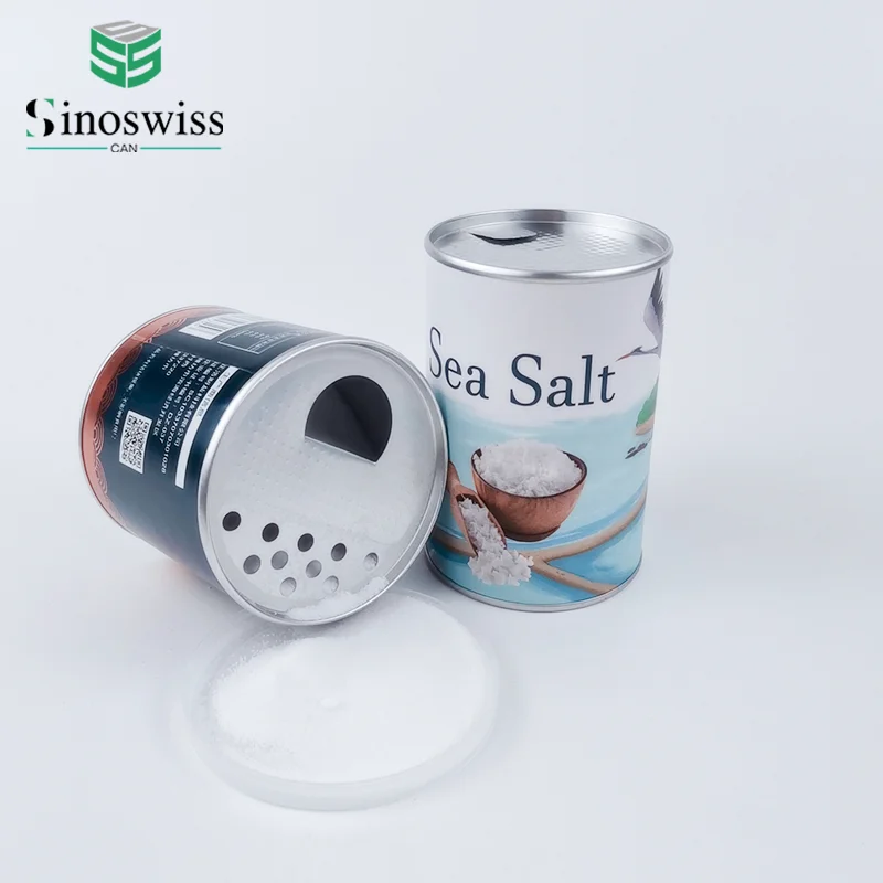 Custom  Canister Spice Salt Powder Seasoning Top Shaker Round Empty Paper Can With Aluminum