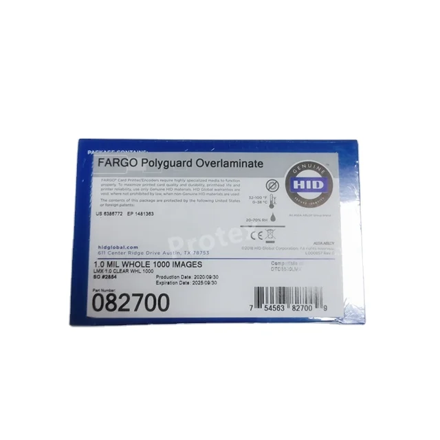 Hidfargo 82700 1.0 mil Polyguard LMX Clear Overlaminate For Fargo DTC5500LMX Card Printer