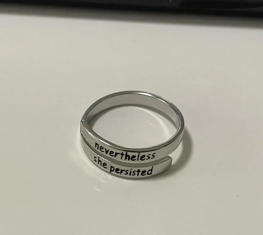 Wholesale Women Letters Engraved Spiral Wrap Twist Adjustable Rings Inspiration Jewelry Classic Double-layer I AM Enough Ring