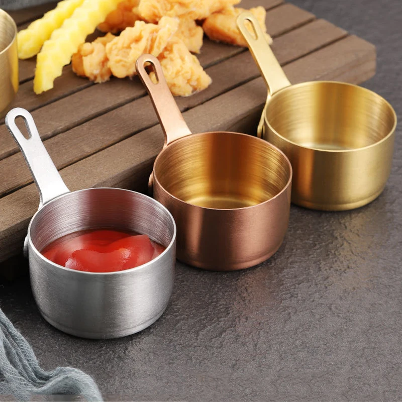 Mini Cup Container for Serving Milk Coffee Cream Salad Dressing Stainless Steel Gravy Pourer Dish Salad Dressing Server