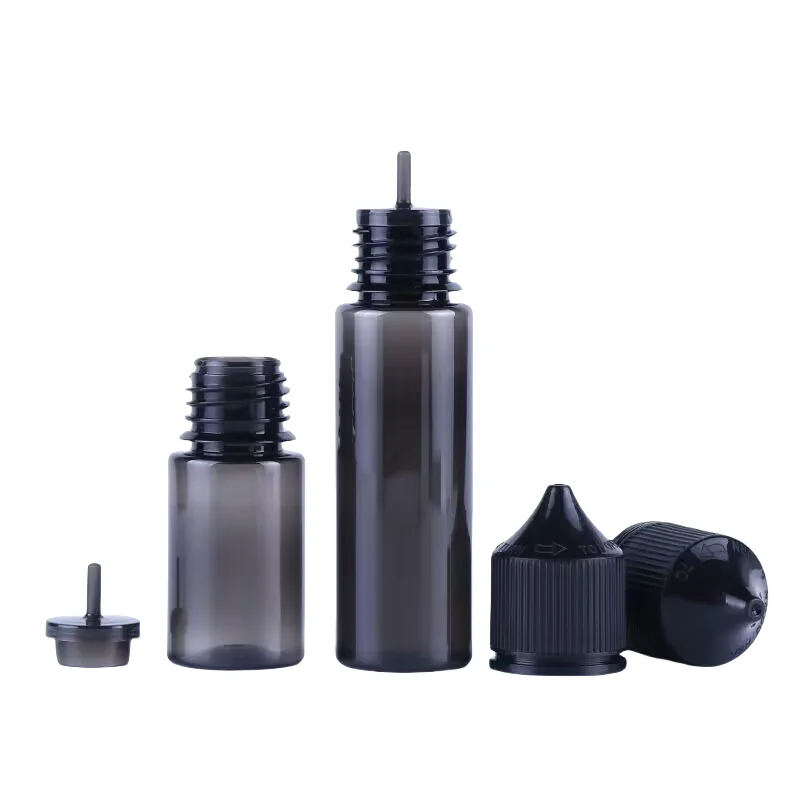 Empty bottle 20ml 30ml 60ml Plastic PET Essential Liquid Oil Juice V3 Transparent Black Squeeze Dropper salt Liquid Bottles