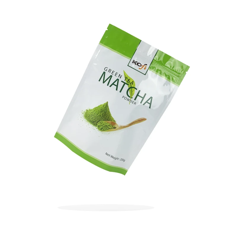 custom Biodegradable  Mylar Aluminum Foil matcha stand up pouch food coffee powder packaging with zipper