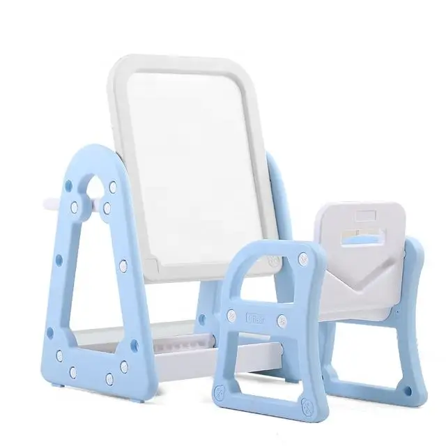 Kids Plastic Table Chair Kindergarten Kids Furniture 2 in 1 Toddler Table Chair Pink and Blue