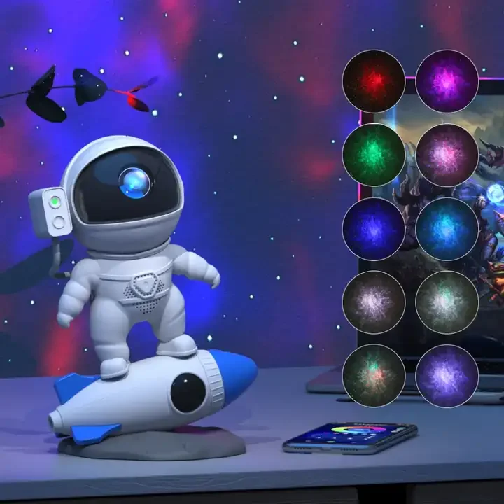 Home Ceiling Smart Multi-color LED Night Light Projection Lamp Starry Sky Astronaut Projector for Bedroom