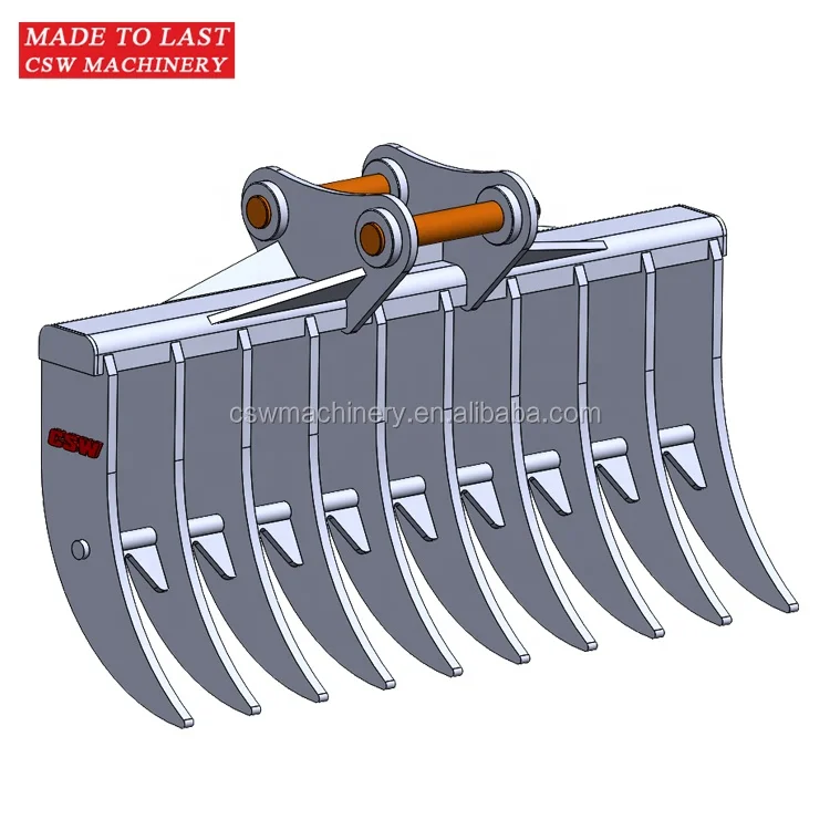 Excavator rake bucket for Komatsu PC200 excavator root rake factory direct sale