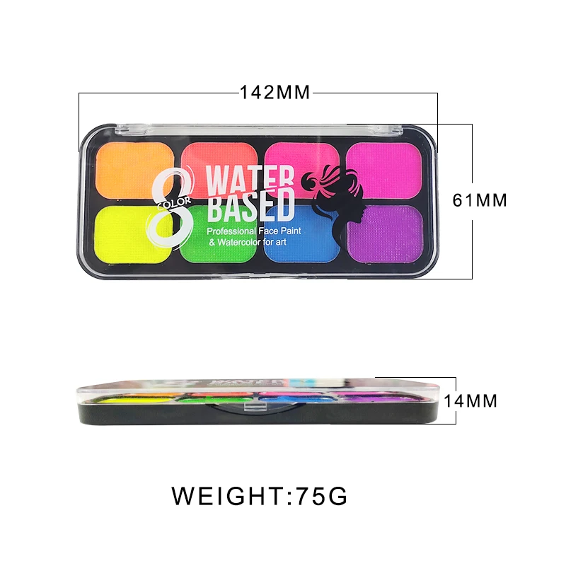 8 Luminous Facial Colour Bodypaint Black Light 12 Color Neon Painting Uv Tube Pcs Glow In The Dark Body Face Paint Set