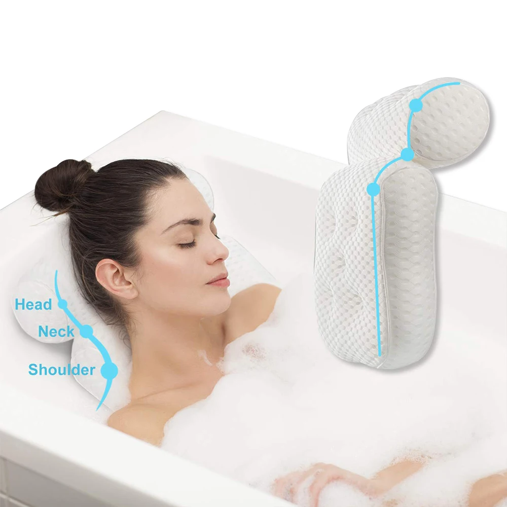 Лидер продаж индивидуальный дизайн 4D из сетчатого материала мягкие Spa Нескользящие с 7 при помощи присосок для ванны подушка для ванны