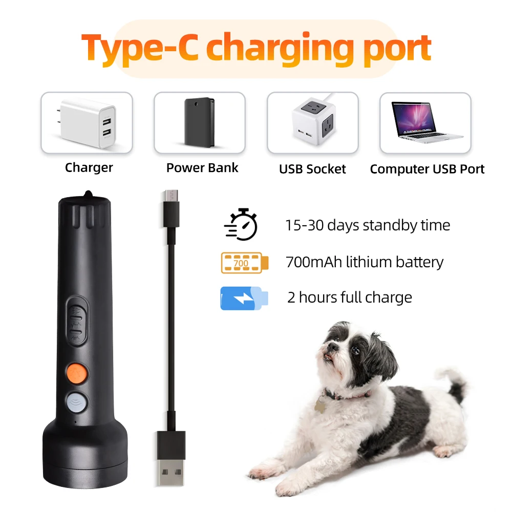 16.4ft 3.7 rechargeable lithium-ion battery handheld ultrasonic dog bark deterrent devices