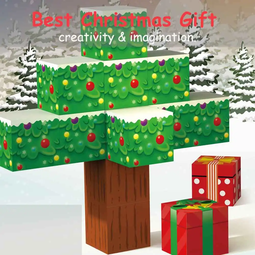 Christmas Gift My World Magnetic Square Puzzle Assembled Game Mini Block Magnetic Blocks Building Toys