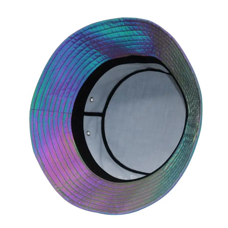 Модная Роскошная голографическая красочная Радужная Светоотражающая Панама с пользовательским 3d вышивкой логотипа