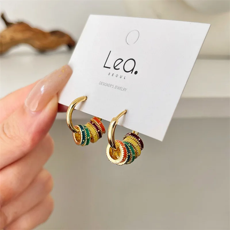 Vintage jewelry bulk wholesale drop glaze circle designer silver 925 enamel earrings necklace