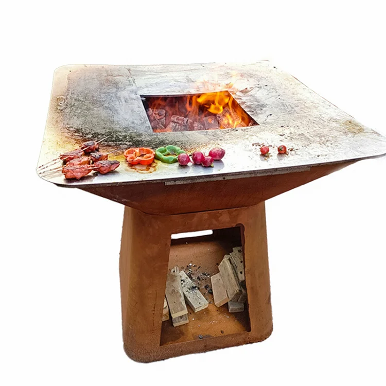 Garden Charcoal Barbecue Grills Fire Pit Bowls Camping Barbecue Corten Steel Outdoor Balcony BBQ Grill
