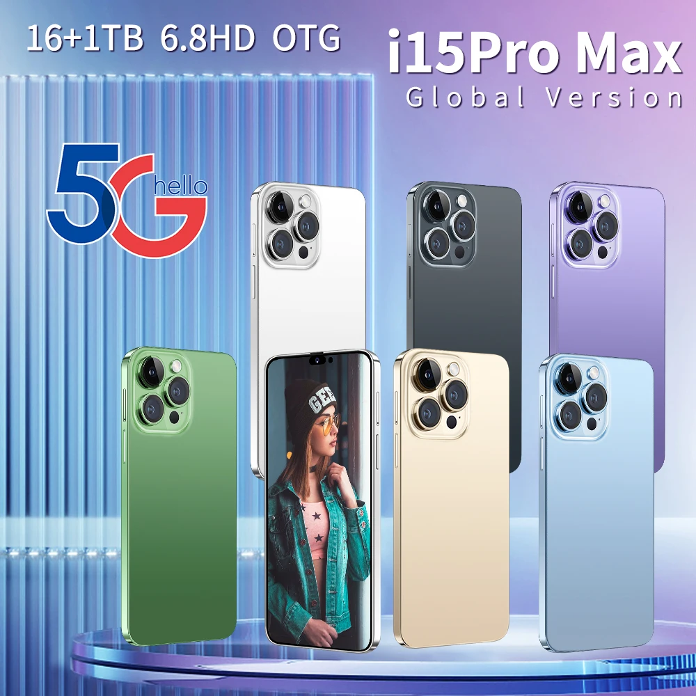 Original 5G i Smart Cell Phone 15 Pro Max Mobile i15 14 16G 1TB Smartphone Cheap Telephone Telefono Inteligente Low Price Medome
