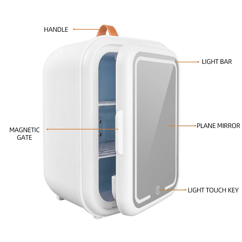 6L 8L 10L 12L 20LMirrored Portable Mini Bar Fridge Cosmetic Refrigerator Beauty Cold Fridge for Skin Care