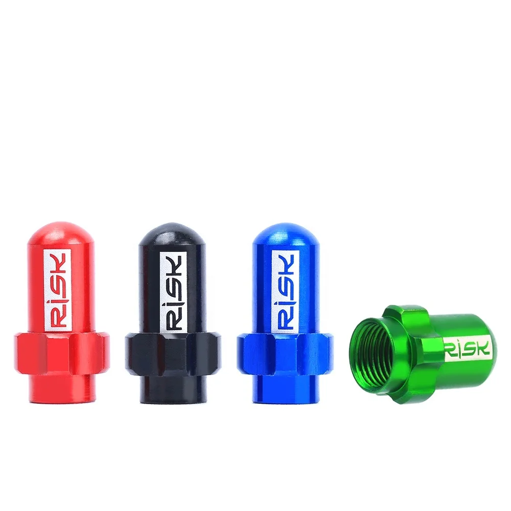 RISK 2pcs Lightweight Aluminum Alloy Mountain Road Bike Tire sweat guard Presta Schrader Valve Cap Dust Cover