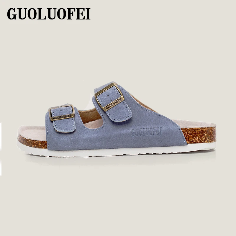 Wholesale PU Leather Gents Men Cork Sole Summer Beach Slippers Shoes