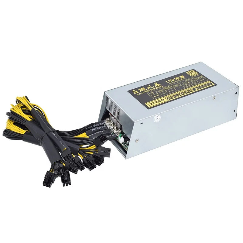 High Efficiency 2U 2000W 2U Single Channel PC Power Supply GPU PSU 10*6Pin 23cm*11.8cm*7.2cm S7 S9 Power Supply in Stock