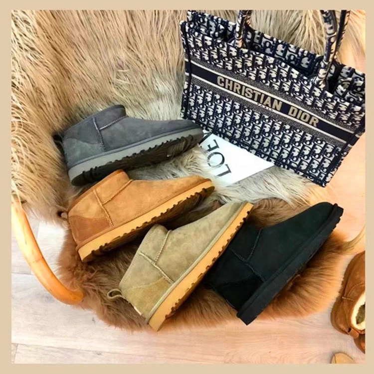 2021 New Winter Snow Boots Anti-Slip Fur Plus Shoes To Keep Warm Winter Large Size Short-Tube Women Fur Snow Boots