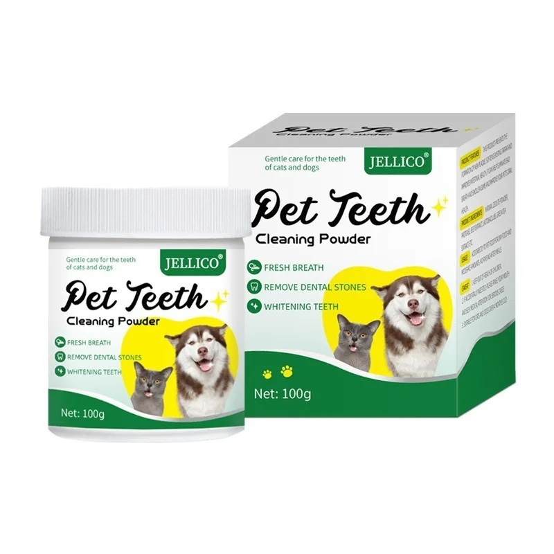 Dog Teeth Cleaning Powder Pet Plaque and Tartar Remover Bad Breath Treatment Dental Care for All Ages