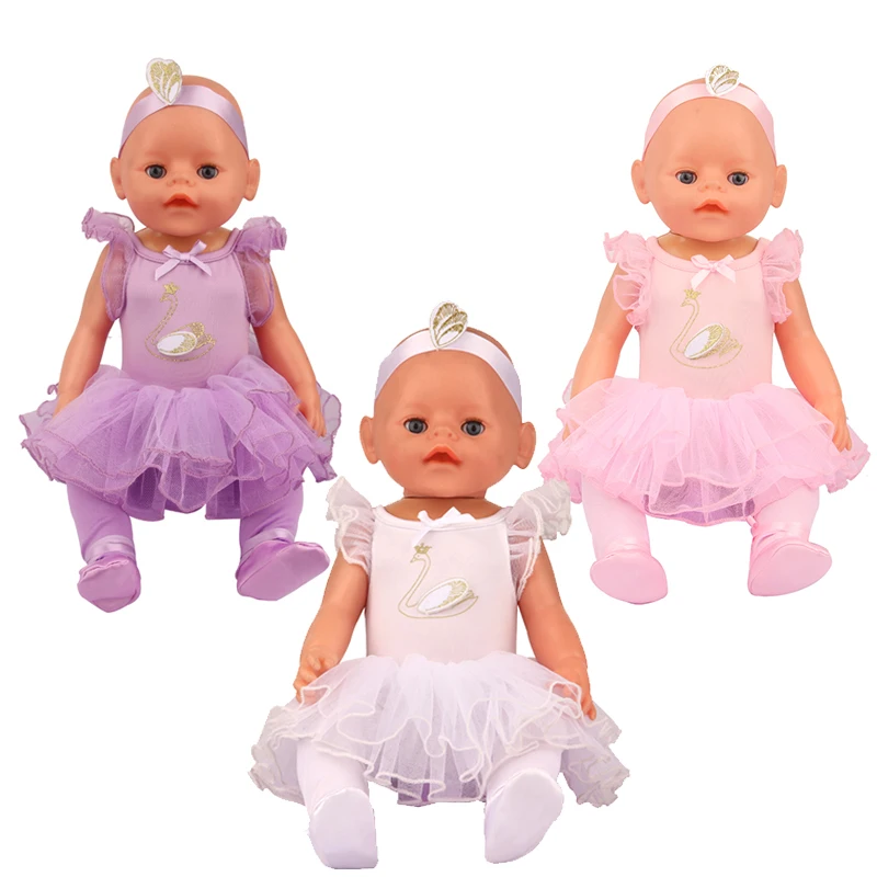 New Arrival  Hot Sell 18-inch 14 inch 2 Sizes American Doll Girl  Ballet Skirt With Shoes Doll Clothes