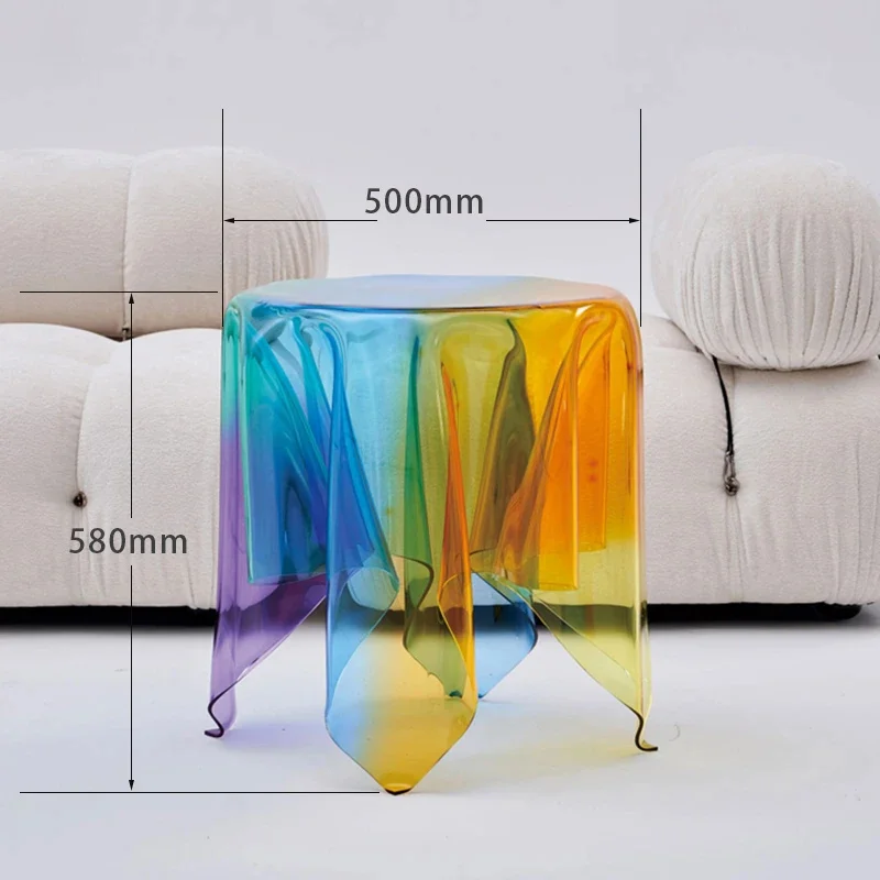 Wholesales Colorful Acrylic Round Table Furniture Acrylic Coffee Side Tables Rainbow Home Commercial Decor