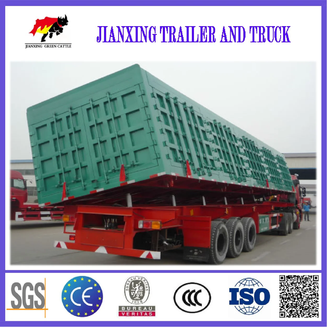 Manufactory direct sale 20ft 40ft 3axles drop side tipping trailers hydraulic dump truck trailer
