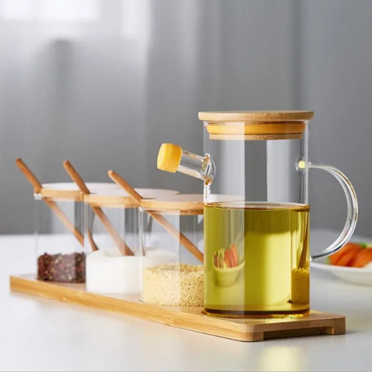 High borosilicate glass quantitative oil pot kitchen household oil tank creative soy sauce vinegar bottle seasoning bottle set