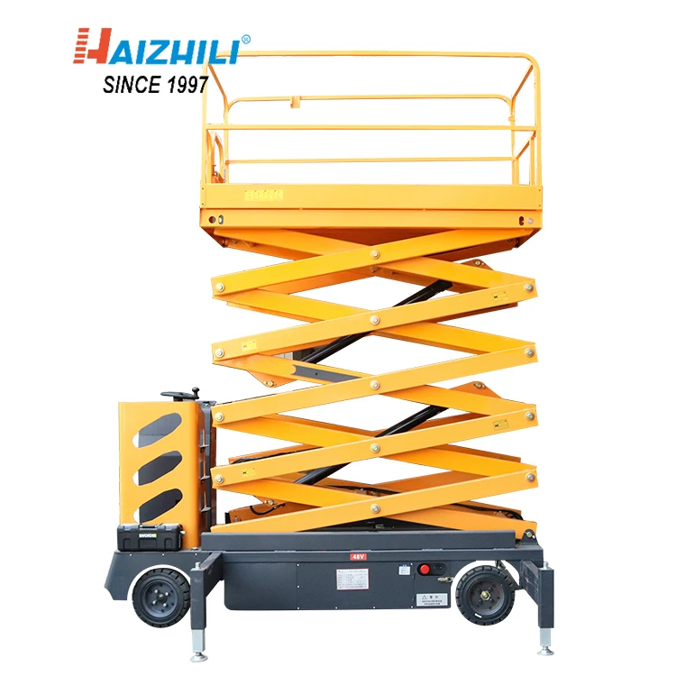 Handling equipment 4 wheels steering self-propelled scissor lift platform electric aerial work platform