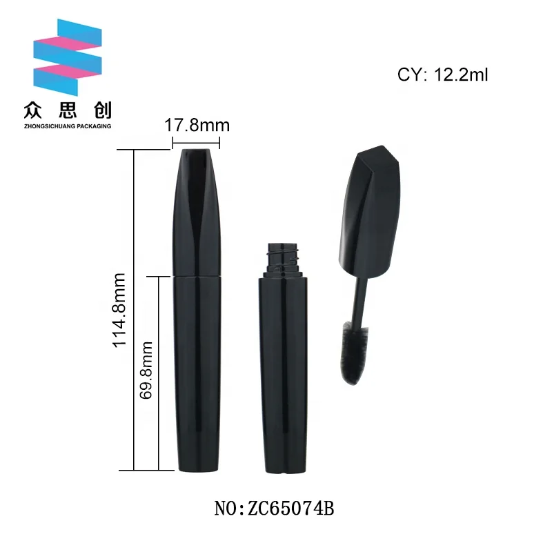 Chinese wholesale cosmetic plastic mascara packaging tube in slim round shape shiny pink color 9.9ml low moq