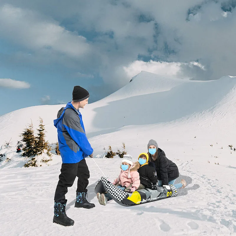 Kid Snow Tube Sledge Skiing PVC Inflatable Toboggan Slide Snow Mobile Sled For Two Rider Great Inflatable Snow Tubes
