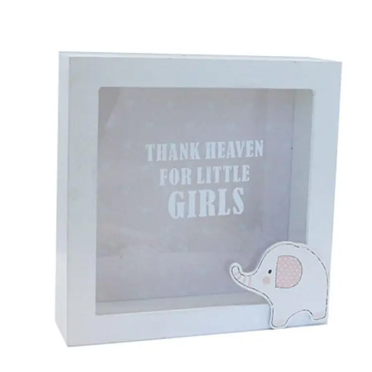 Customized glitter coin bank Savings Fund box wood saving box money