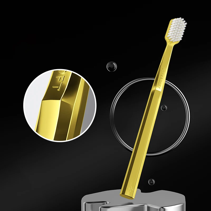 Luxury Soft Bristles Toothbrush SilverAnd Gold Ultra Soft Bristles Elegant Design Perfect for Gentle Oral Care
