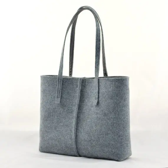 Gray minimalist felt handbag Tote big Size Felt Bag