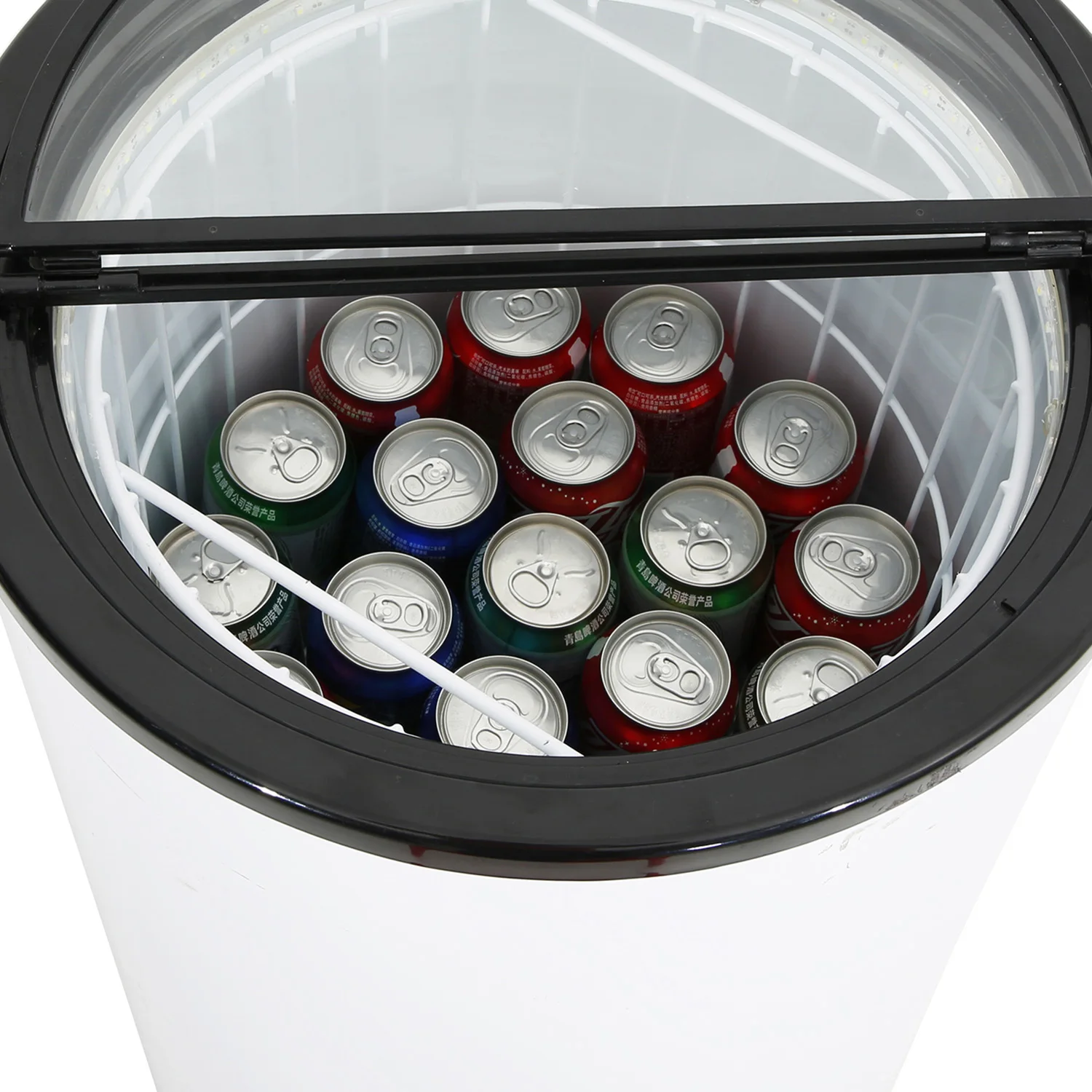 New premium Low noise green technical can shaped cooler wine barrel fridge with 4 adjustable wheels
