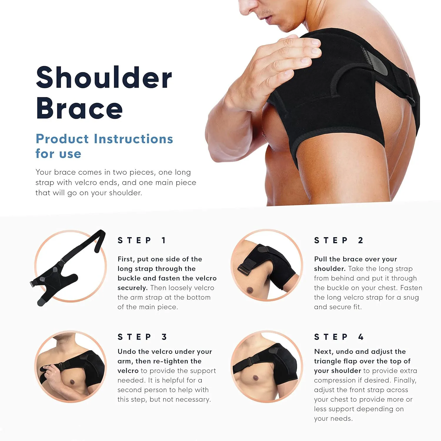 Adjustable Compression Recovery Copper Shoulder Brace Immobilizer for Torn Rotator Cuff, AC Joint Pain Relief, Dislocation